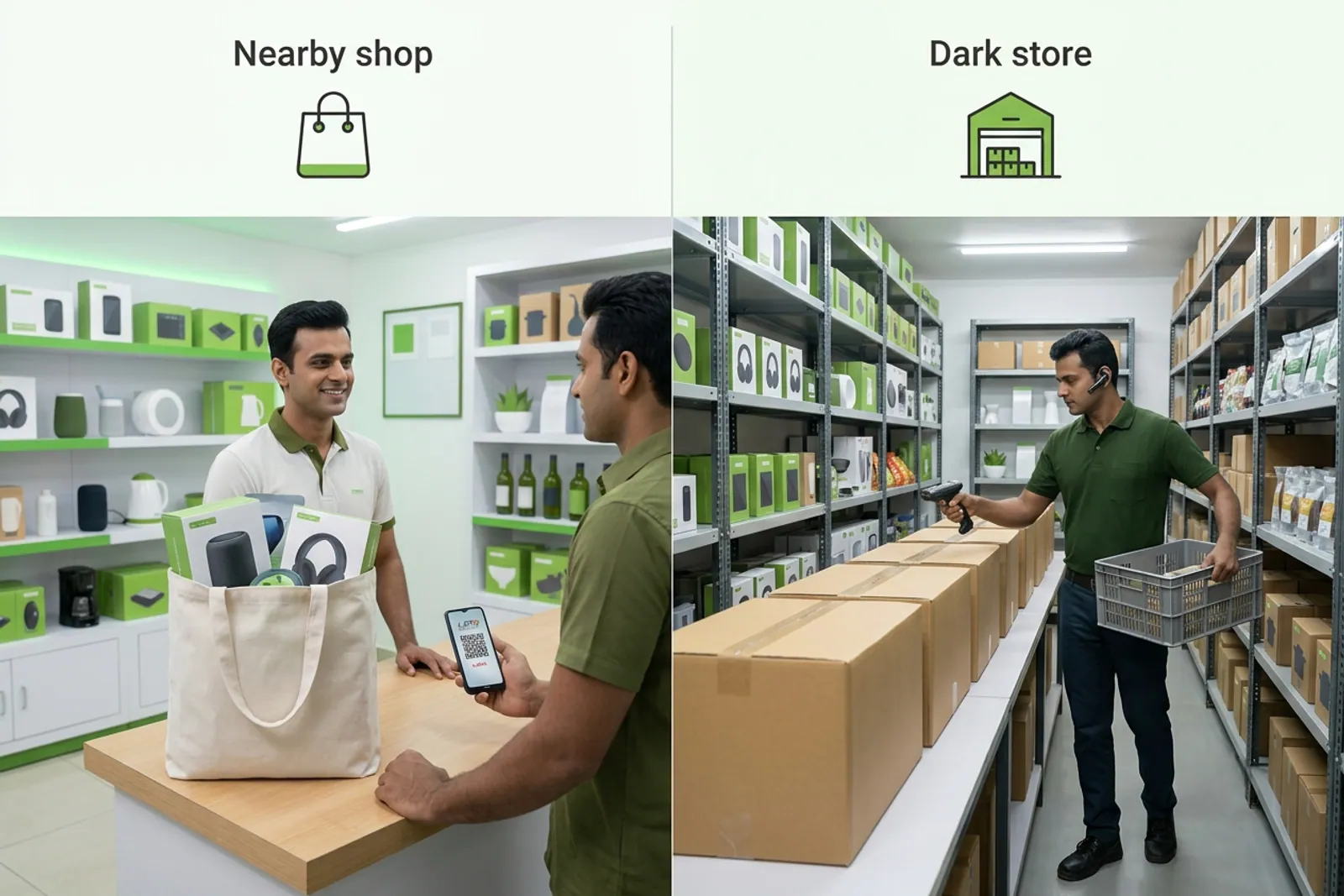 Comparison of nearby shop ordering and platform fulfilment