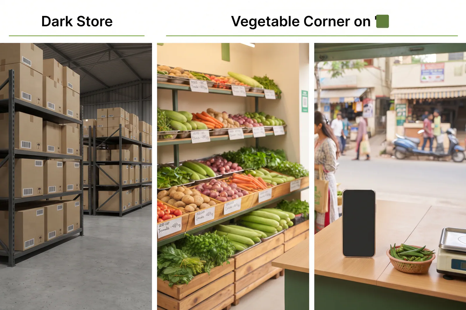 Infographic showing how a vegetable vendor manages digital orders