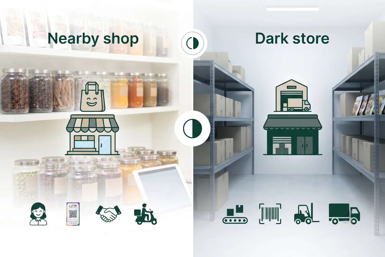 Comparison of nearby shop ordering and platform fulfilment