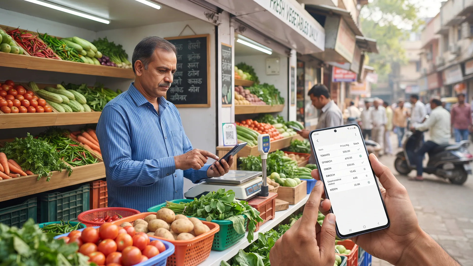 How can vegetable shops keep prices and product availability updated online?