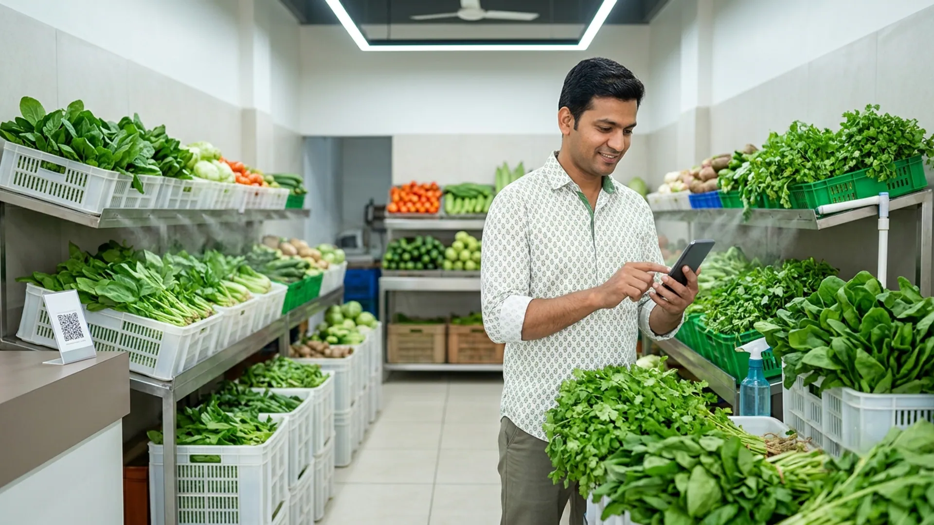 How to maintain freshness in leafy vegetables during retail hours