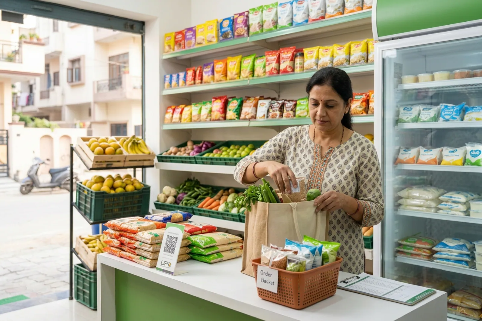 Local shops managing digital catalogues on a neighbourhood marketplace app