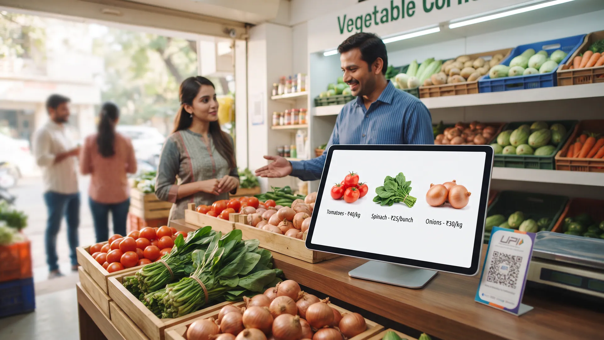 What should a vegetable vendor show in an online store?